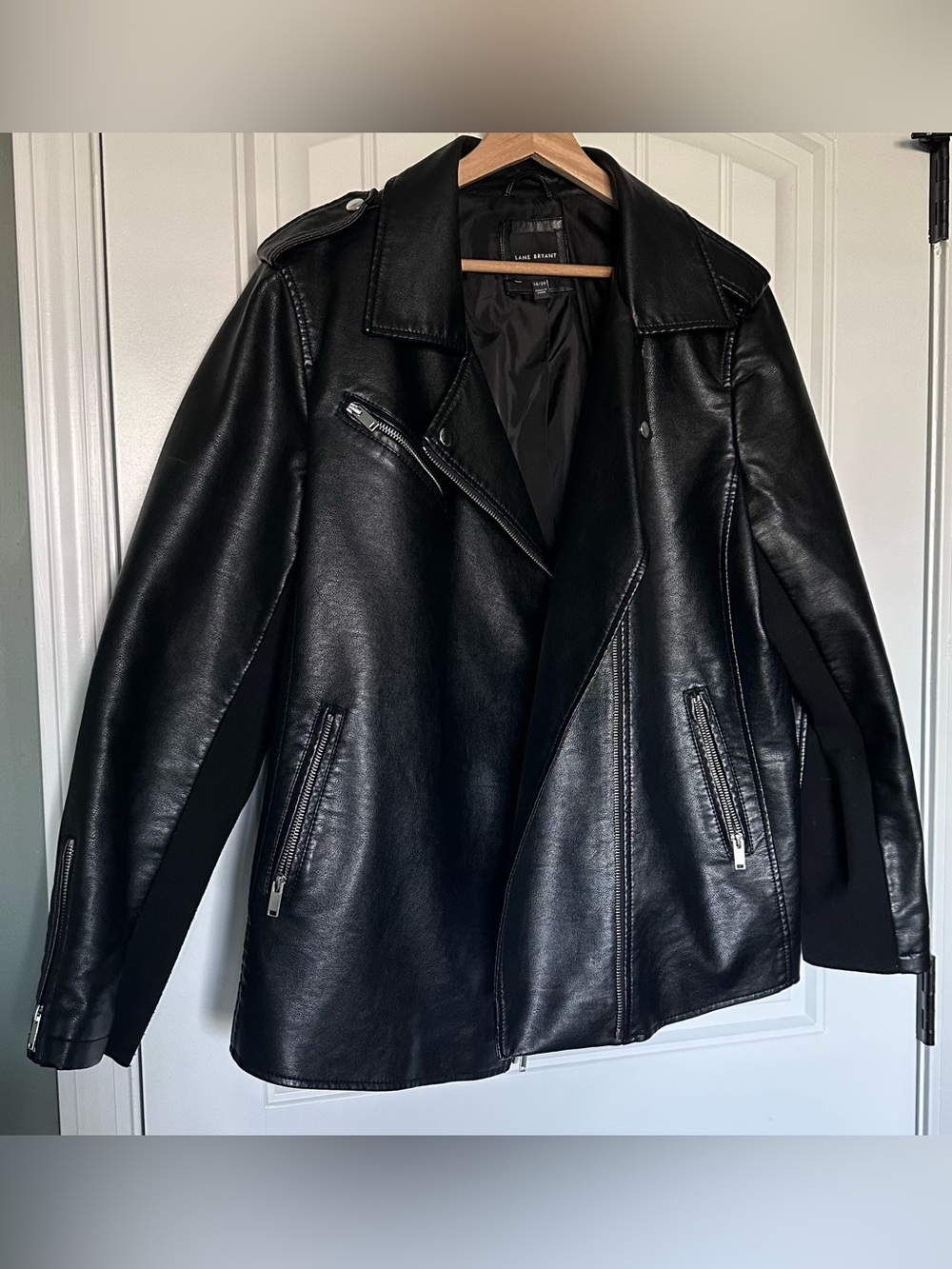 Lane Bryant Faux Leather Moto Jacket Longline Biker Style